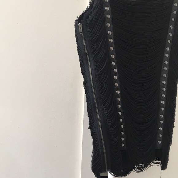 Sheri bodell silk and leather fringe top size xs - Picture 7 of 7